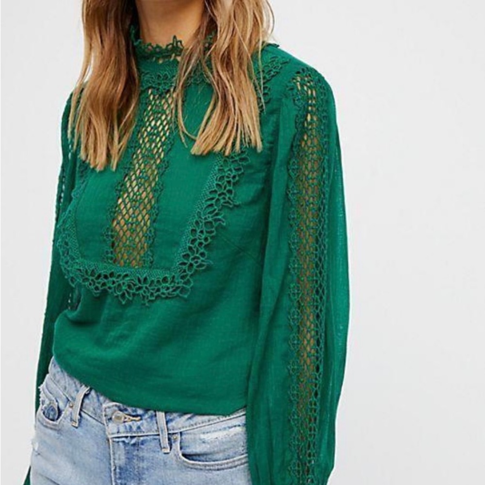 Free People One Green Victoria Top